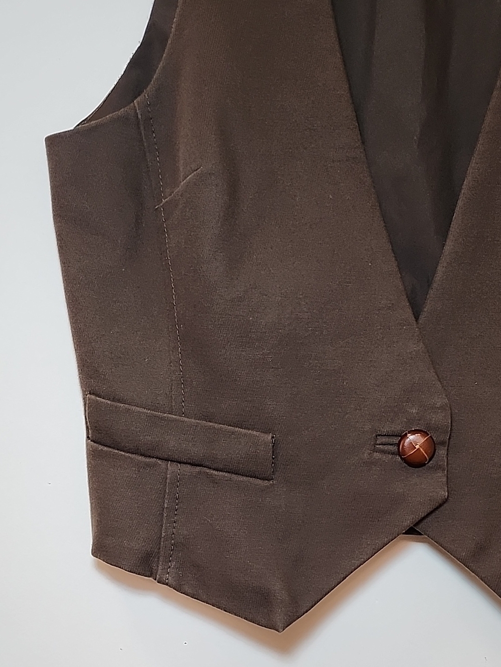 Tommy Hilfiger Y2K Chocolate tailored vest V-neckline pockets single button Sz 6 - Picture 6 of 16